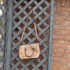 small Gold Shoulder Bag with adjustable crossbody strap